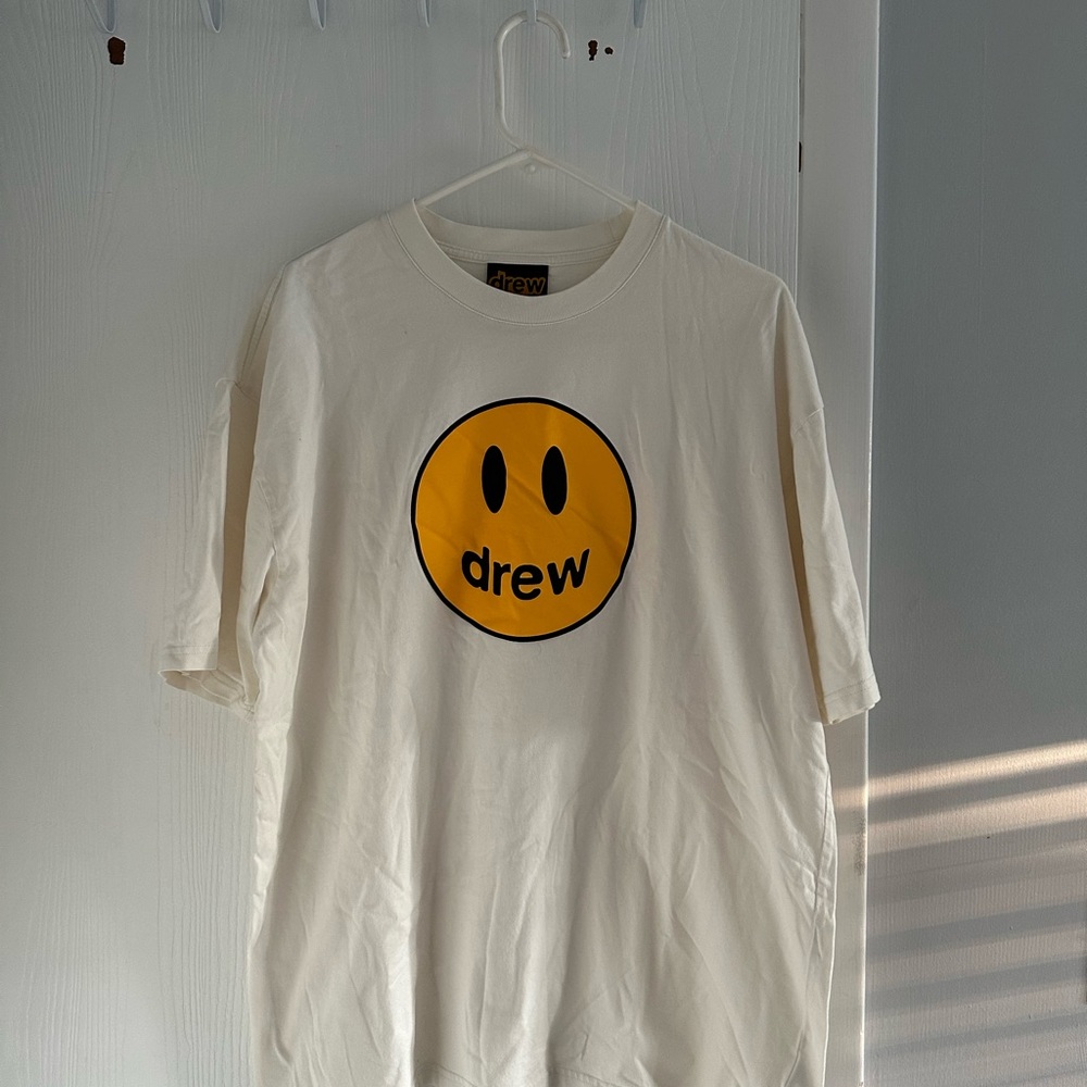Drew House Cream Short Sleeve Tee with Yellow Smiley